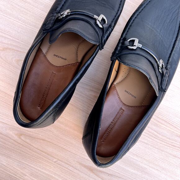 Johnston & Murphy Men's Black Baldwin Horse bit Sheepskin loafers, Size 11.5 - Picture 10 of 11